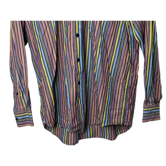Alan Flasser Multi-Color Stripe Cotton Long Sleeve Button-Up Shirt Men's Medium - Picture 6 of 7